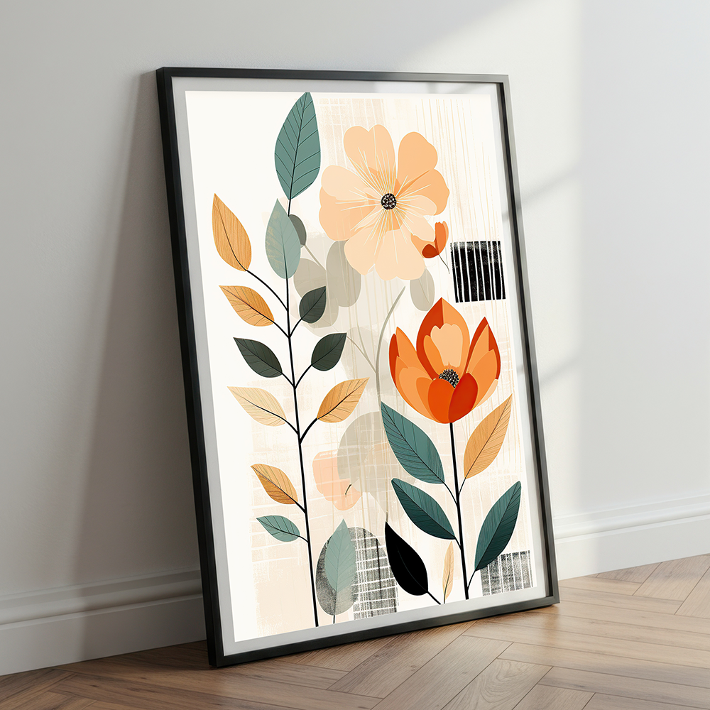 Boho Aesthetic Elements | Floral Wall Art | Single Panel