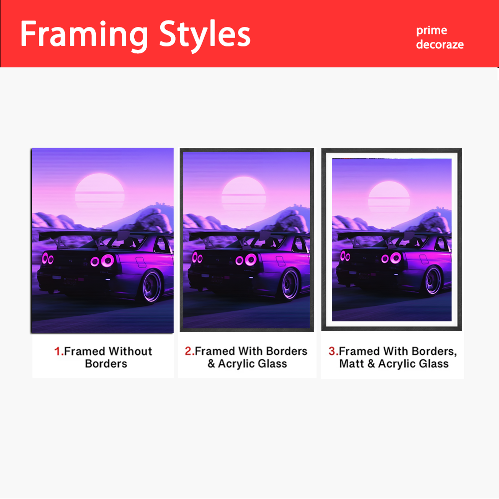 Neon Car | Cars Wall Art | Single Panel