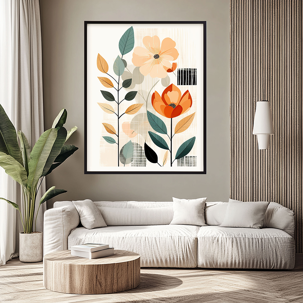 Boho Aesthetic Elements | Floral Wall Art | Single Panel