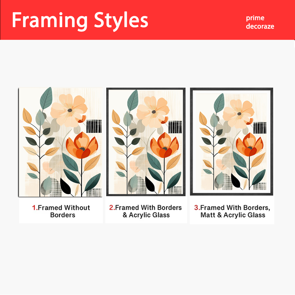 Boho Aesthetic Elements | Floral Wall Art | Single Panel