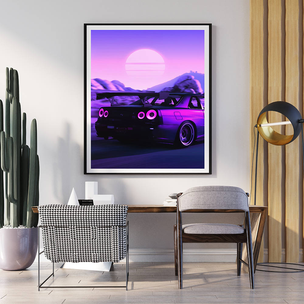 Neon Car | Cars Wall Art | Single Panel