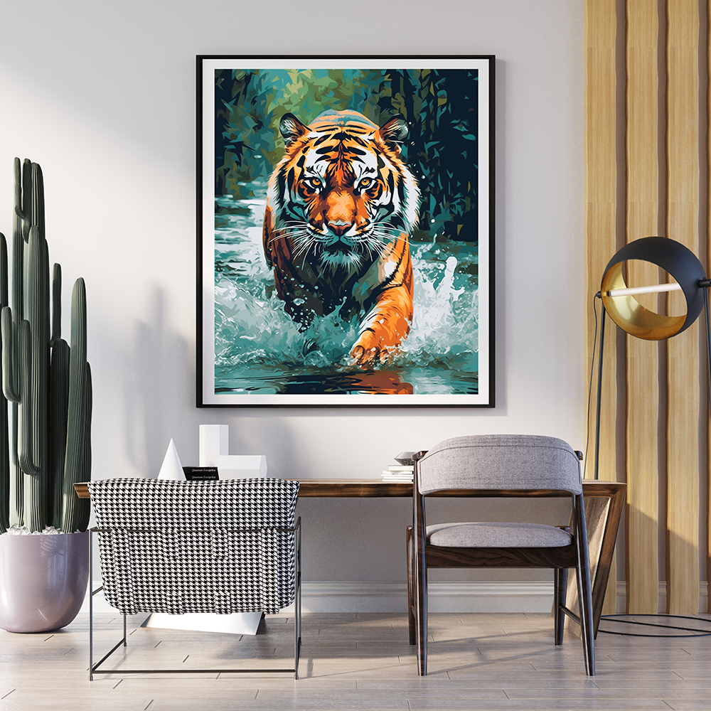 Tiger in Water | Animal Wall Art | Single Panel