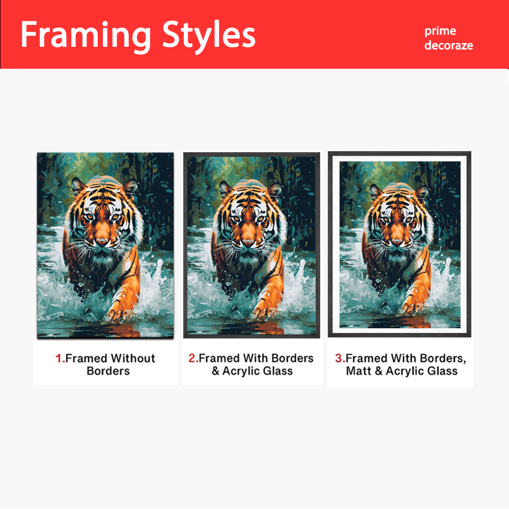 Tiger in Water | Animal Wall Art | Single Panel