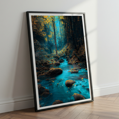 A Digital Art Of A Tree Stream In A Forest| Natural Wall Art | Single Panel