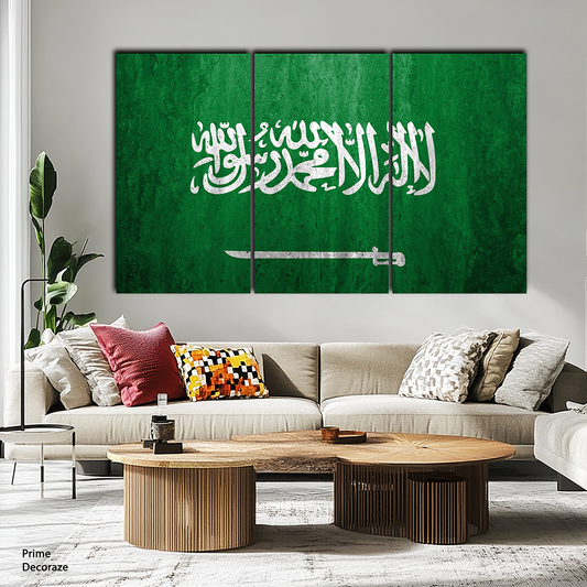 Kalma Tayyaba Green Background | Islamic Wall Art | 3 Panels