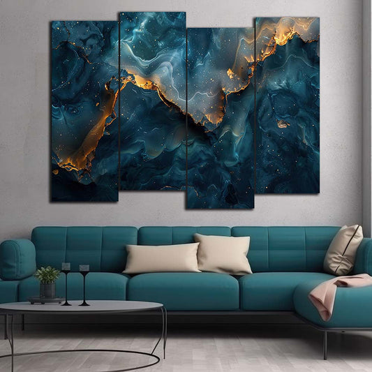 Fusion of Gold | Abstract Wall Art | 4 Panels