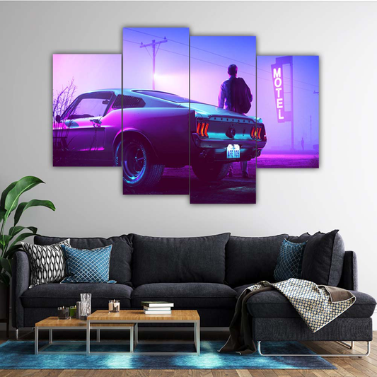 Neon car | Movie Wall Art | 4 Panels