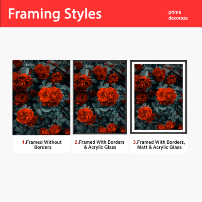 Red Petal Garden Roses | Floral Wall Art | Single Panel