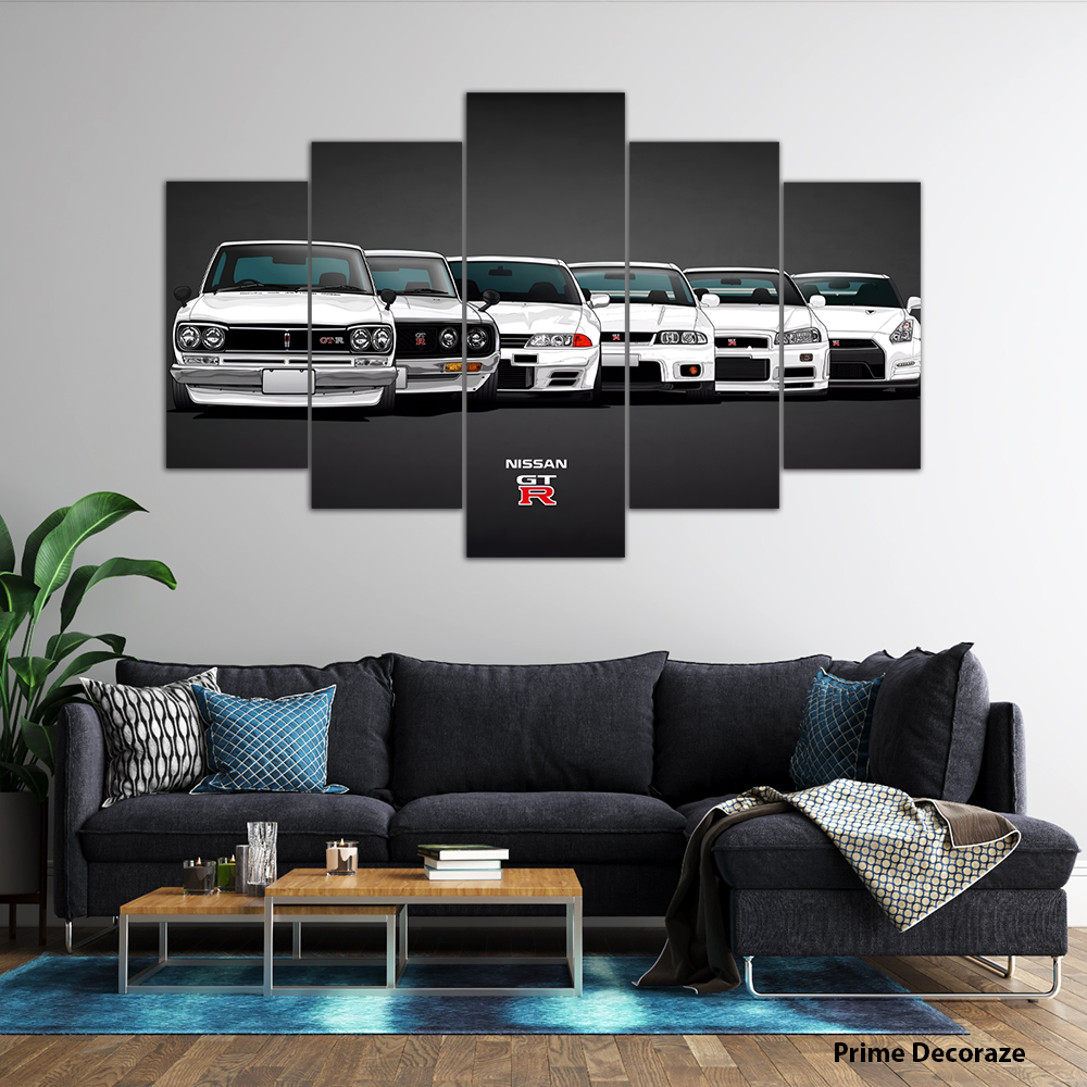 Nissan GTR Generations | Cars Wall Art | 5 Panels