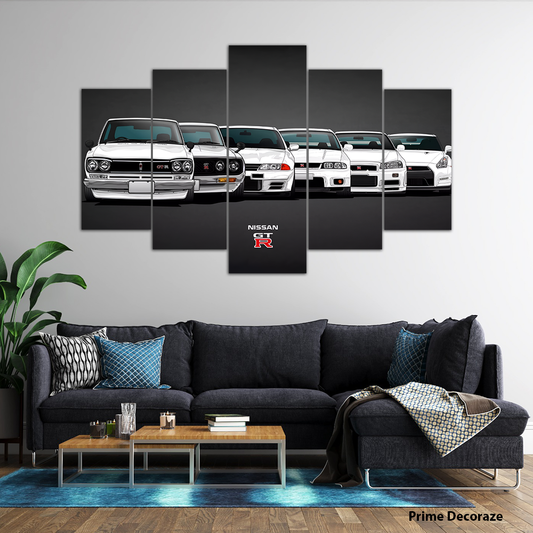 Nissan GTR Generations | Cars Wall Art | 5 Panels