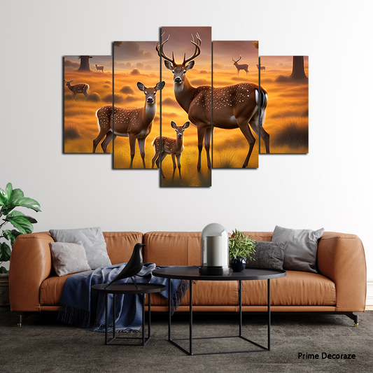 Deer In The Wild | Animal Wall Art | 5 Panels