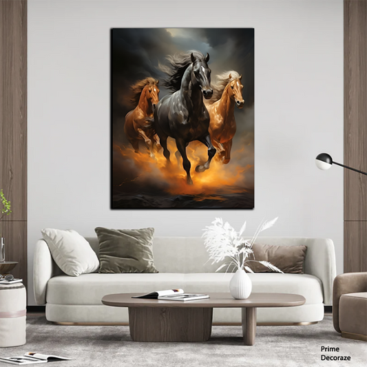 Horses Ruining In The Fog | Animal Wall Art | Single Panel.