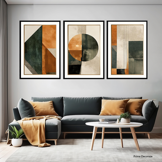 Artistic Modern Nordic Gold Collection | Abstract Wall Art | 3 Panels