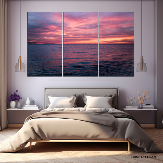 Sunset In The  Sea | Natural Wall Art | 3 Panels