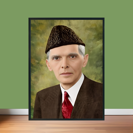 Quaid e Azam Muhammad Ali Jinnah  Portrait | Poster Wall Art | Single Panel