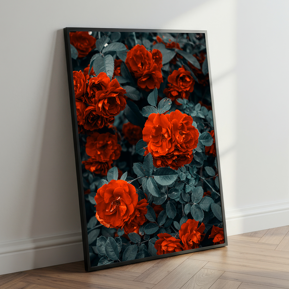 Red Petal Garden Roses | Floral Wall Art | Single Panel