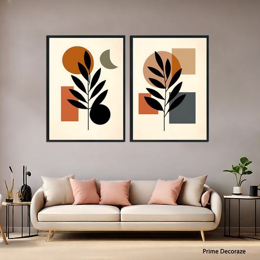 Modern Aesthetic Abstract Art  | Floral Wall Art | 2 Panels
