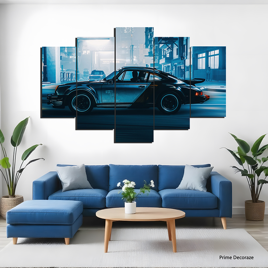 Porsche Neon | Cars Wall Art | 5 Panels
