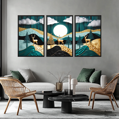 Chalk My Theme Good Luck Deer | Nordic Wall Art | 3 Panels