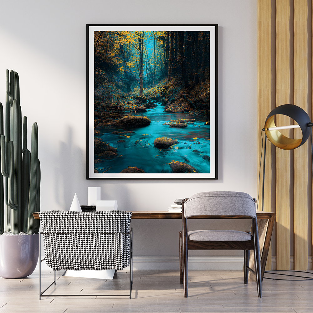 A Digital Art Of A Tree Stream In A Forest| Natural Wall Art | Single Panel