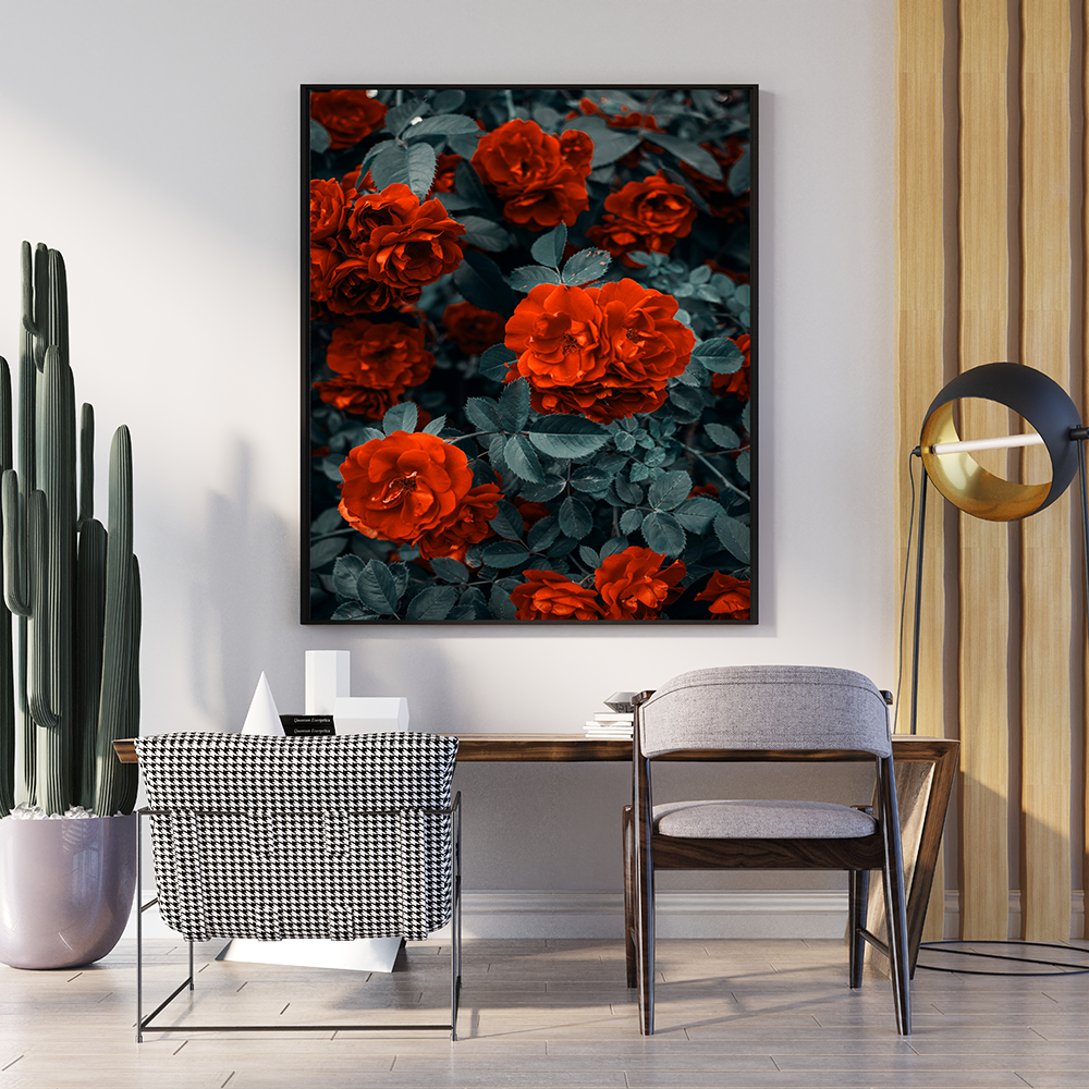 Red Petal Garden Roses | Floral Wall Art | Single Panel
