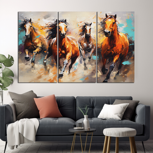 Brushstroke Horses | Animals Wall Art | 3 Panels