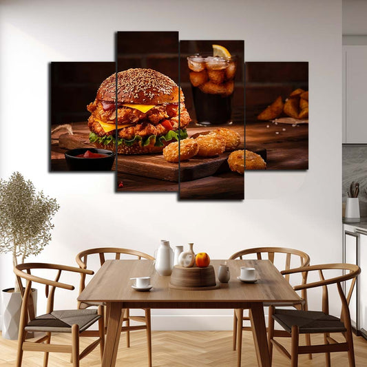 Crispy Zingers & Wings Sensation | Food Wall Art | 4 Panels