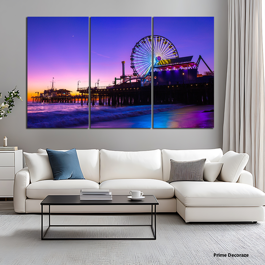 Purple Sky View At Night | Travel Wall Art | 3 Panels