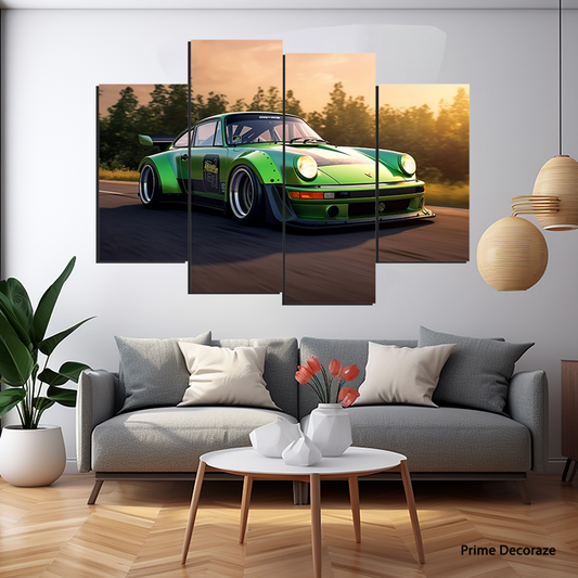 Porshce's Last Lap | Cars Wall Art | 4 Panels