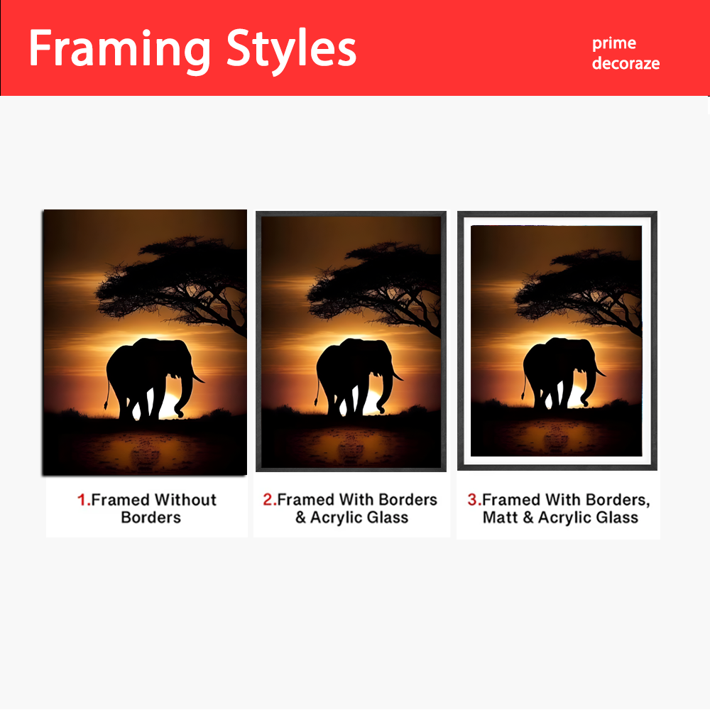 Sunset With Elephant Stock | Animal Wall Art | Single Panel
